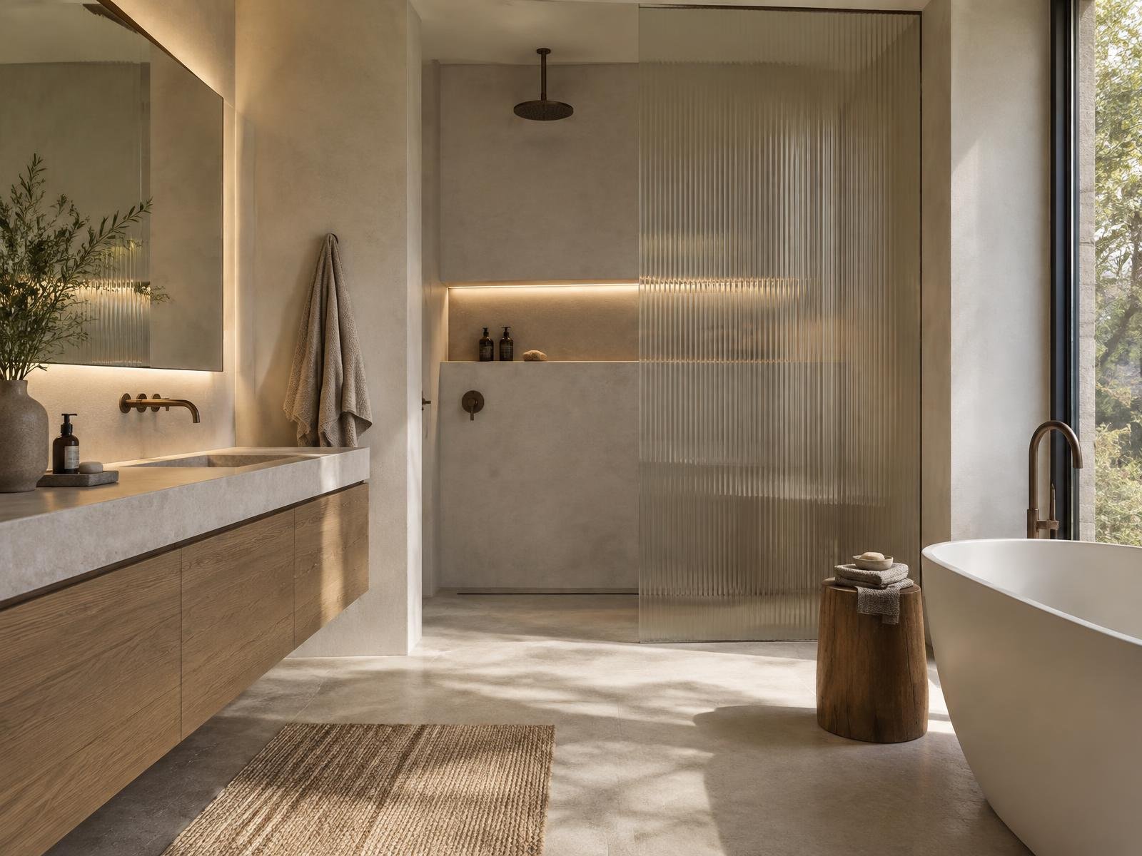 Baño contemporáneo reformado con ducha walk-in